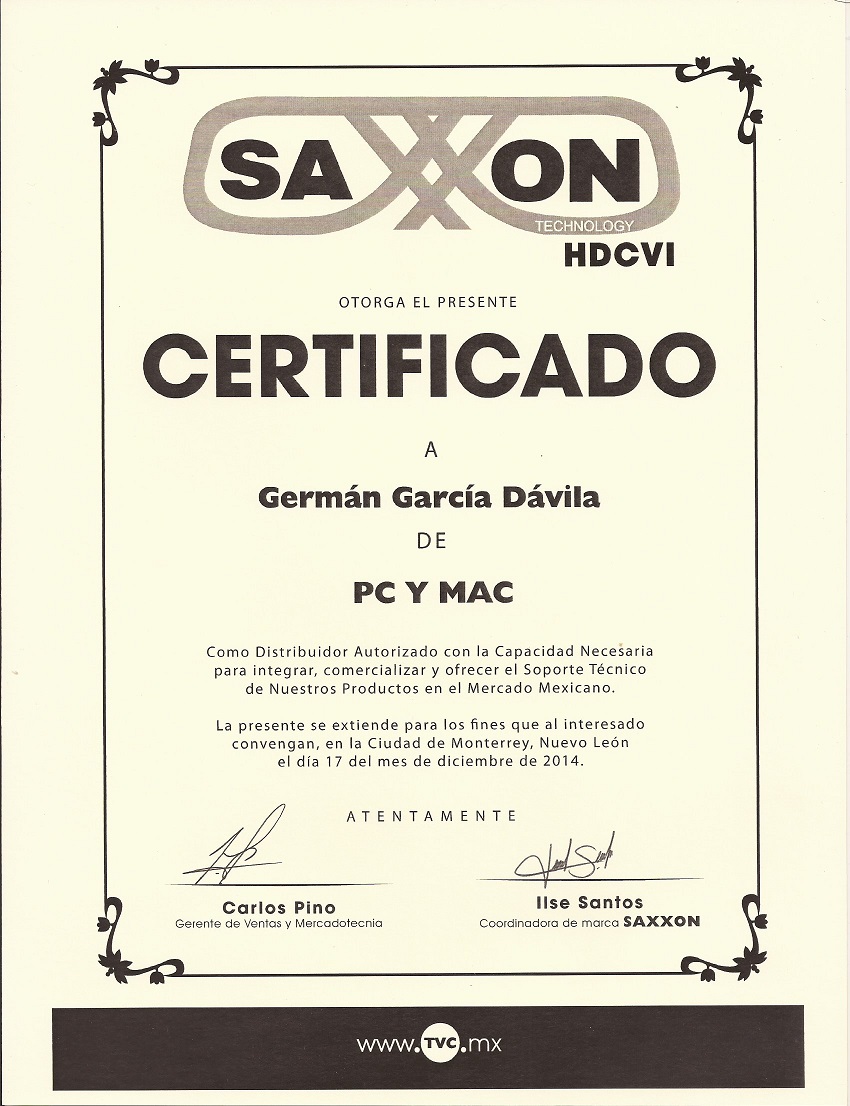 Certificación HDCVI de SAXXON