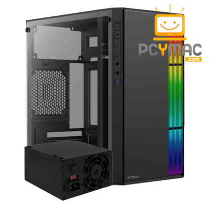 Gabinete Acteck Fussion II GI440 Negro Fuente 500W Micro Torre con Cristal